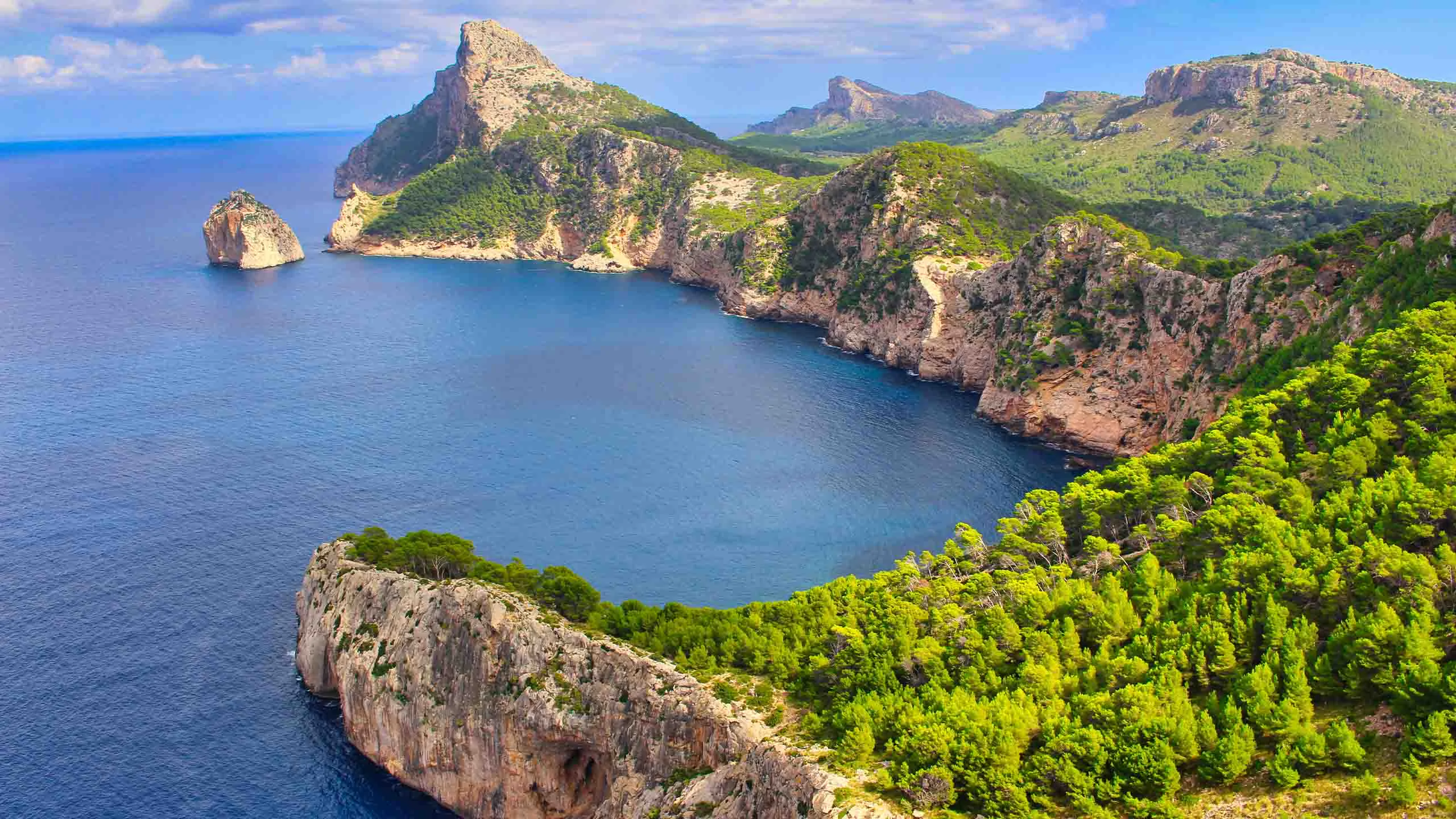 Mallorca coastline with mountains meeting the deep blue sea